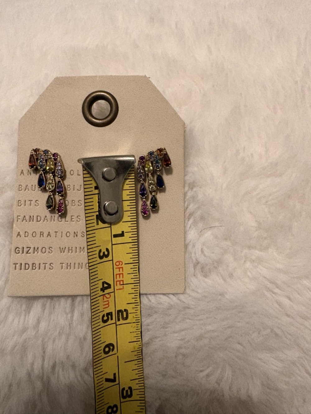 Anthropologie Gold-Tone Multicolor Teardrop Cascade Earrings NWT - Picture 3 of 5